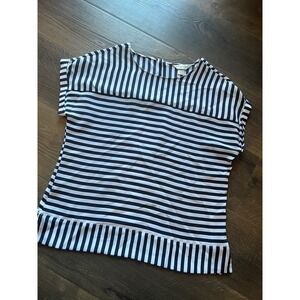 Christopher & Banks Striped Blouse Short Sleeve Casual Top Size M